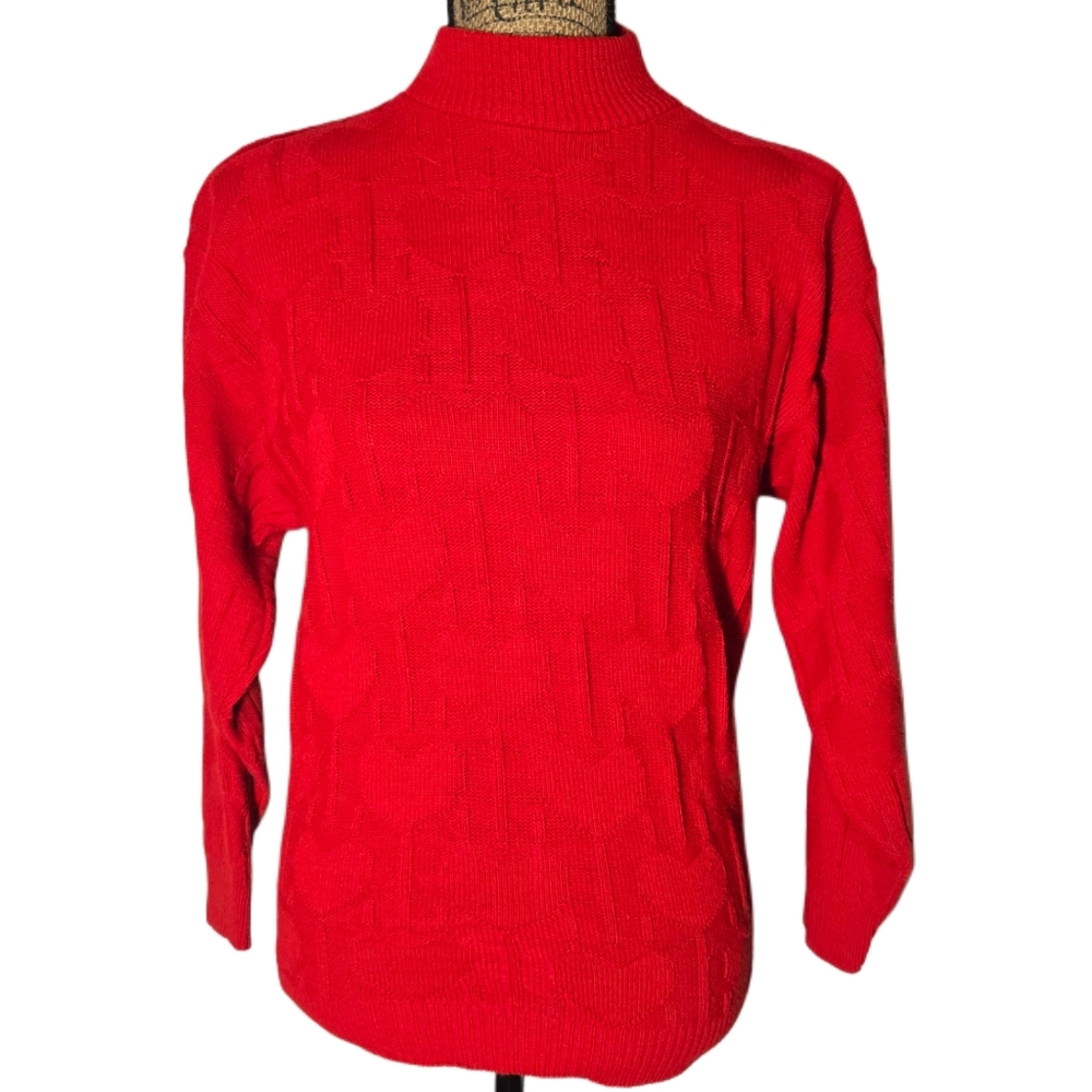 Vintage American Pride Red Long Sleeve Knit Sweater Medium
